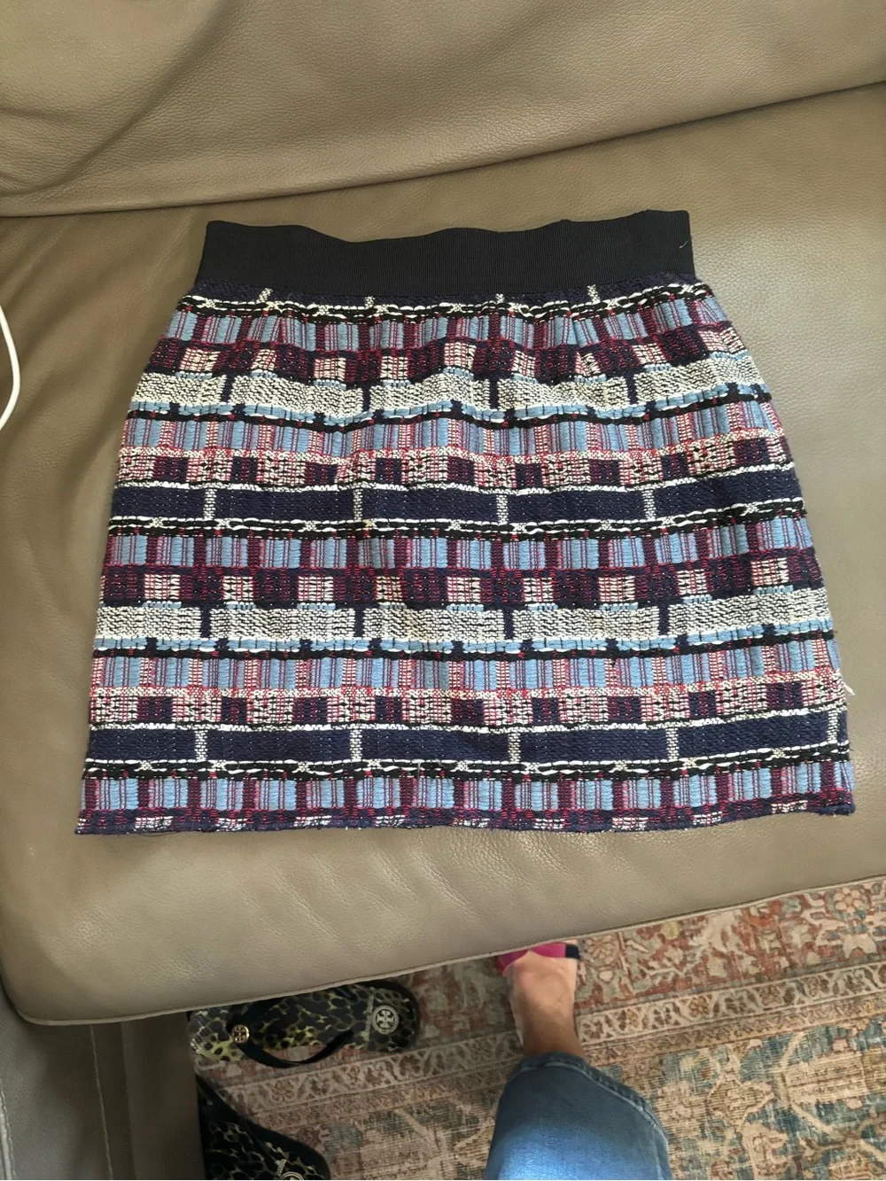 Milly Navy and red Geo Stripe Mini Skirt